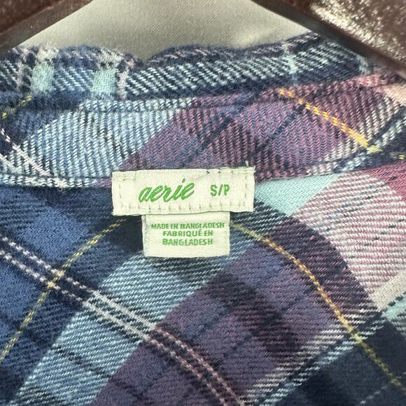 Aerie Oversized Flannel Small Blue Purple Cabincore Grunge Cozycore Campcore - Picture 3 of 5